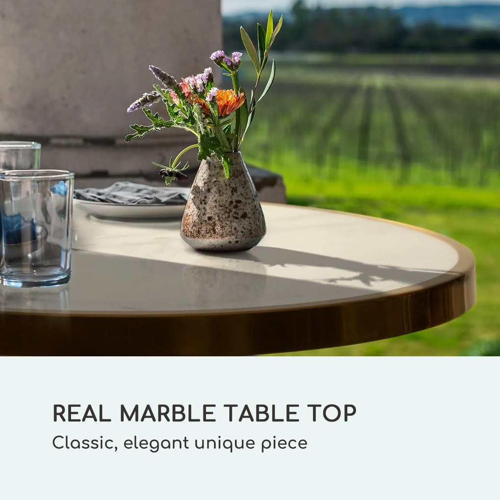 Patras Lux, bistro stôl s trojnohým podstavcom, mramorový stôl, Ø: 57,5 cm, výška: 72 cm