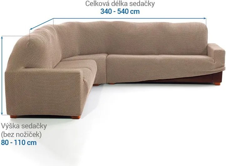 Super strečové poťahy NIAGARA oriešková rohová sedačka (š. 340 - 540 cm)