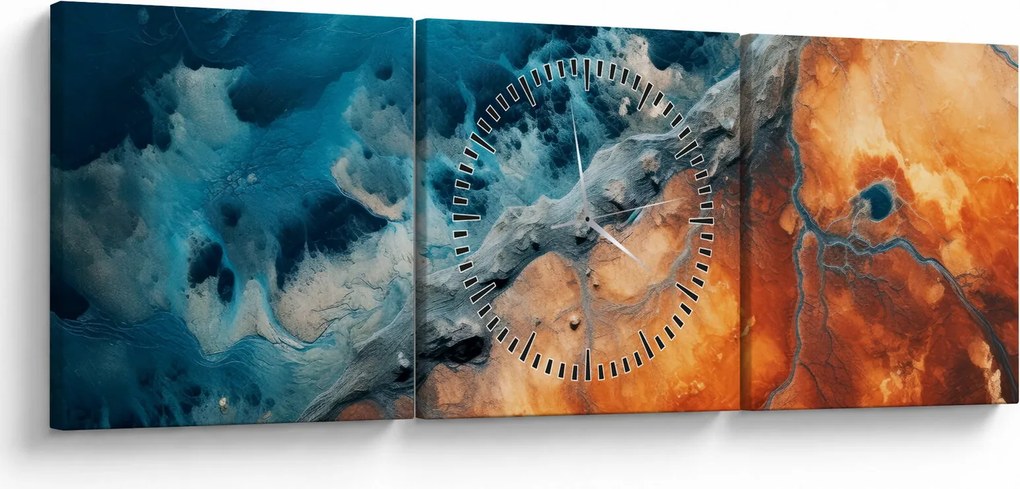 Obraz - Voda a oheň (s hodinami) (90x30 cm)