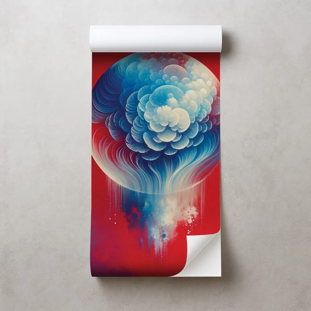 Samolepiaca tapeta abstraktná modro-červená medúza