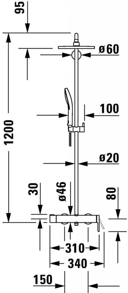 Duravit C.1 - Sprchový systém, hlavová sprcha priemer 240 mm, chróm C14280007010