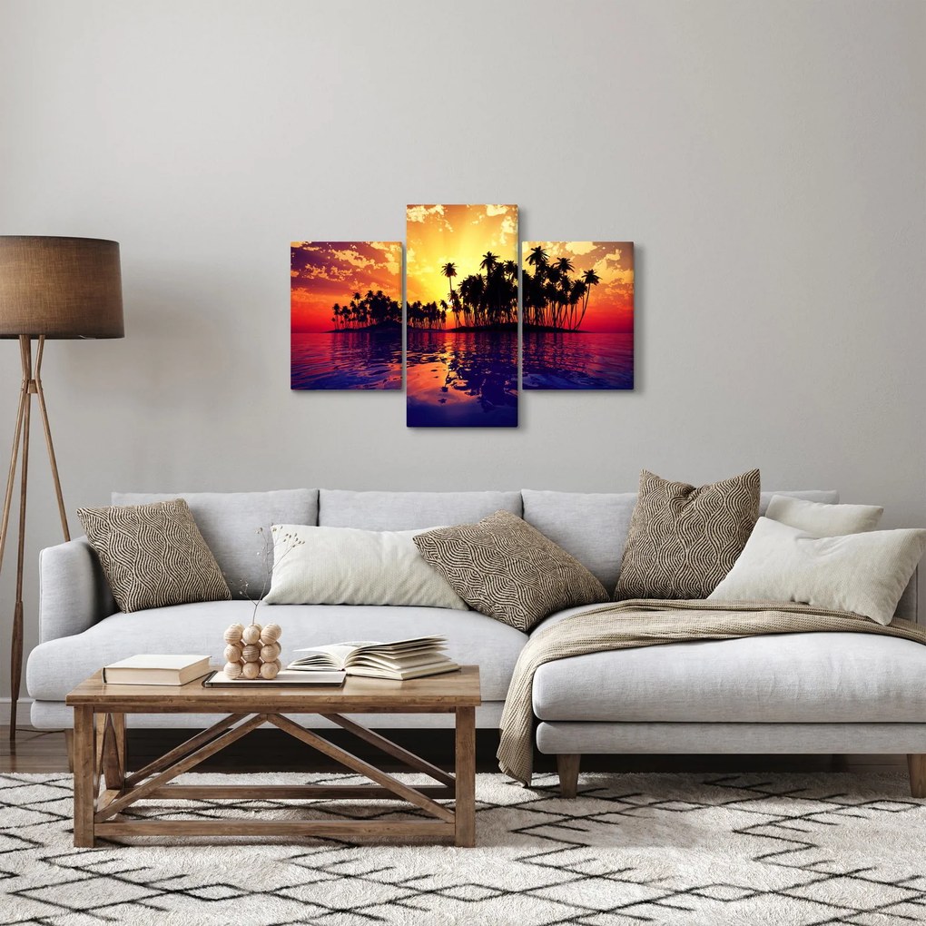 Obraz ostrovu pri západe slnka (90x60 cm)