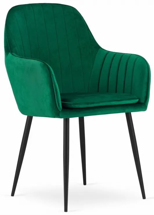 Stolička LUGO - zelený zamat / čierne nohy