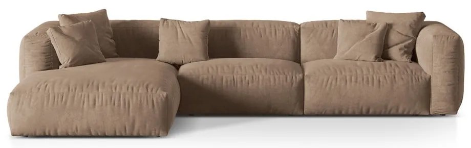 Svetlohnedá zamatová modulárna rohová pohovka (ľavý roh/s leňoškou) Martina – Micadoni