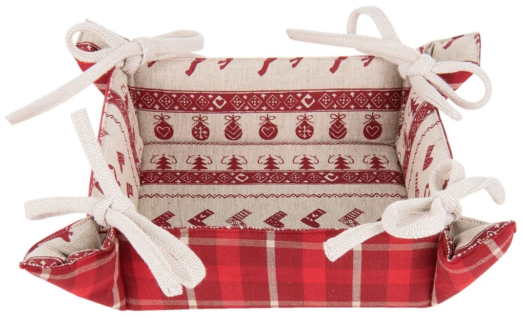 Textilné košíček na pečivo Nordic Christmas - 35 * 35 * 8 cm