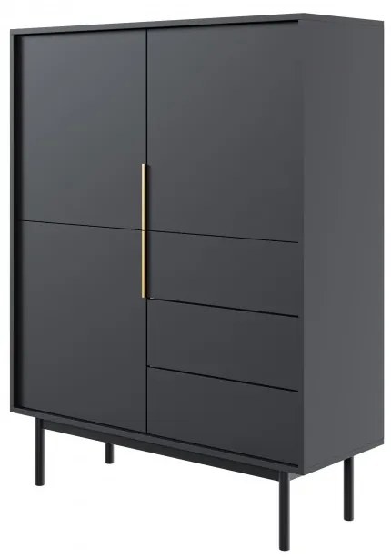Komoda Vintana 3D3S (čierna + zlatá). Vlastná spoľahlivá doprava až k Vám domov. 1123695