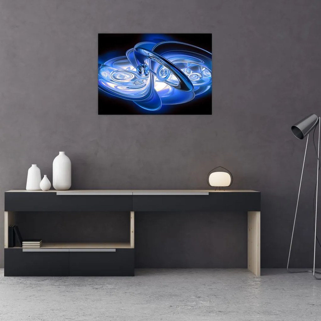 Modrý abstraktný sklenený obraz (70x50 cm)