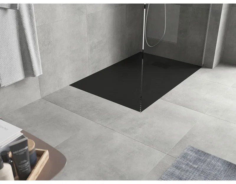 Mexen Hugo, obdĺžniková sprchová vanička SMC 100 x 70 cm, čierna, čierna krytka, 42707010-B
