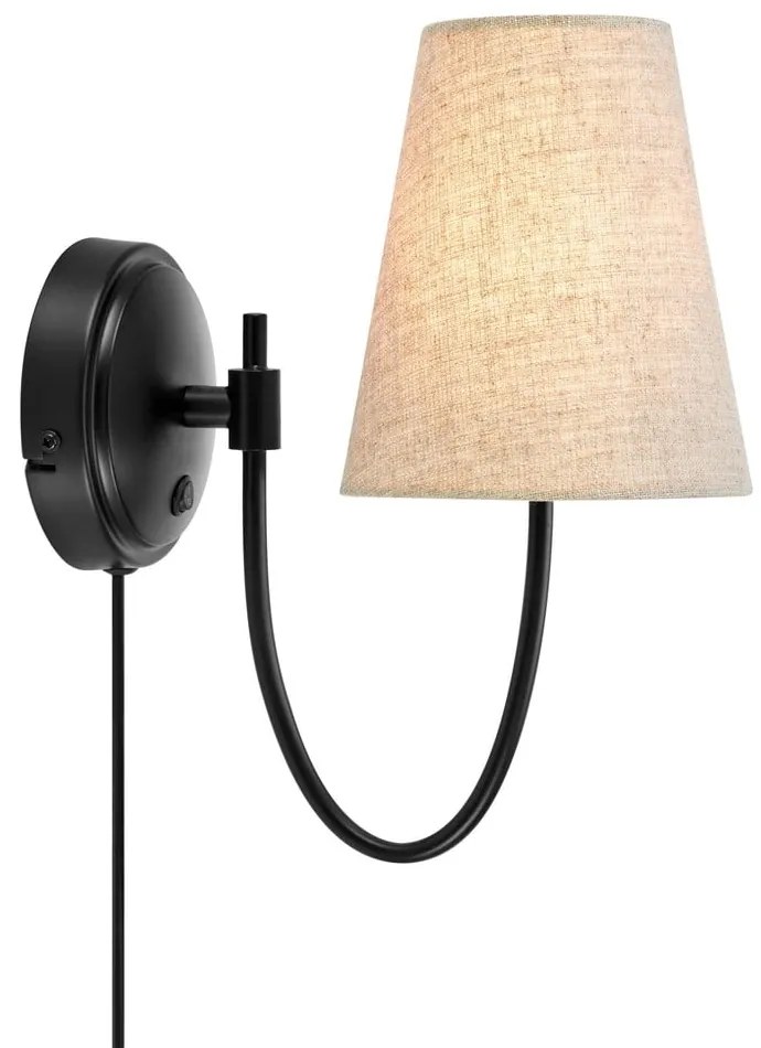 Čierne/béžové nástenné svietidlo do zásuvky Amar – Markslöjd