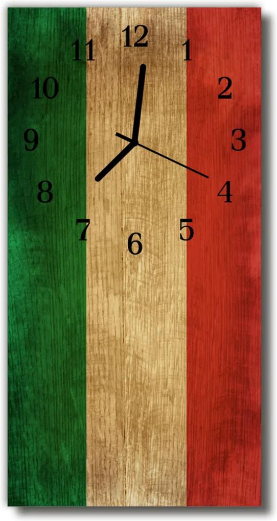 Skleněné hodiny vertikální Italská vlajka barevná