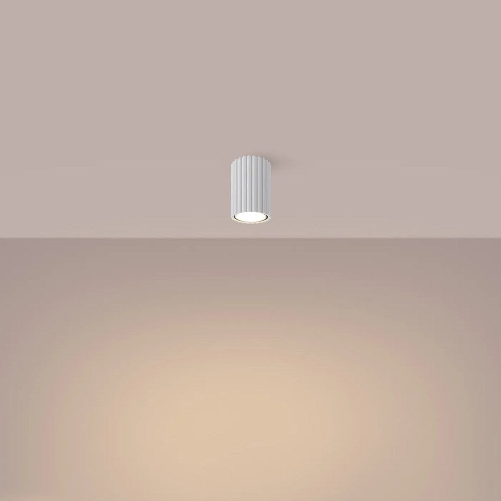 Stropné svietidlo Karbon, 1x biele kovové tienidlo, (10 cm)