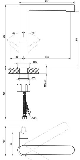 Ravak X070183 - Umývadlová batéria PURI 26,9 cm čierna