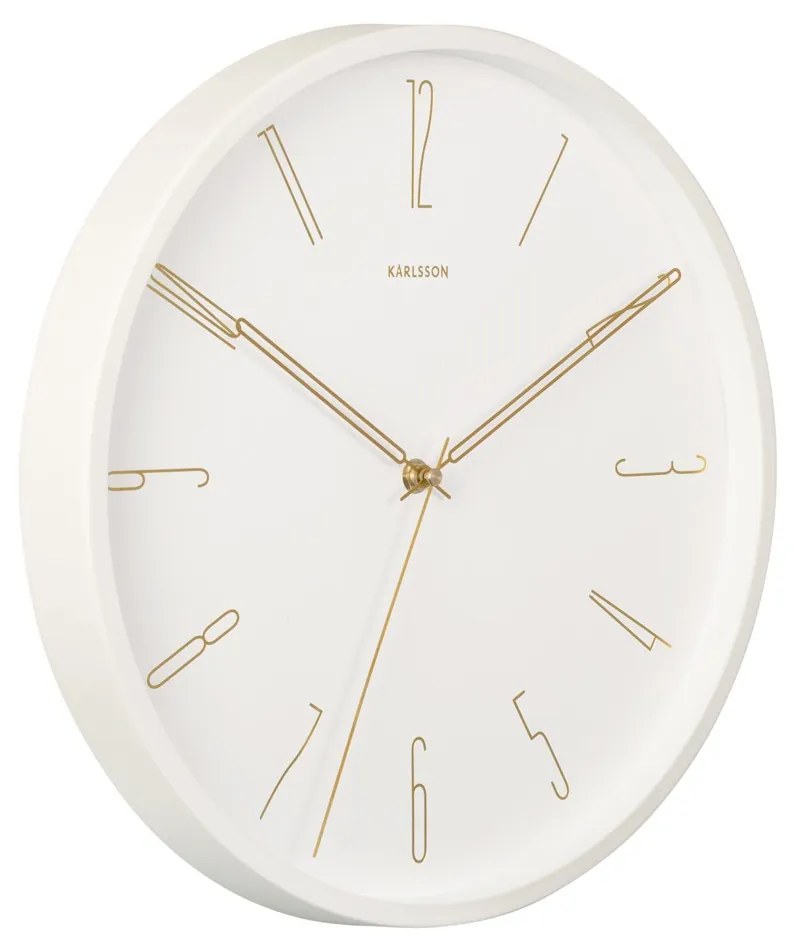 Elegantné kovové nástenné hodiny Karlsson KA5898WH – biele, tichý chod sweep, 35 cm