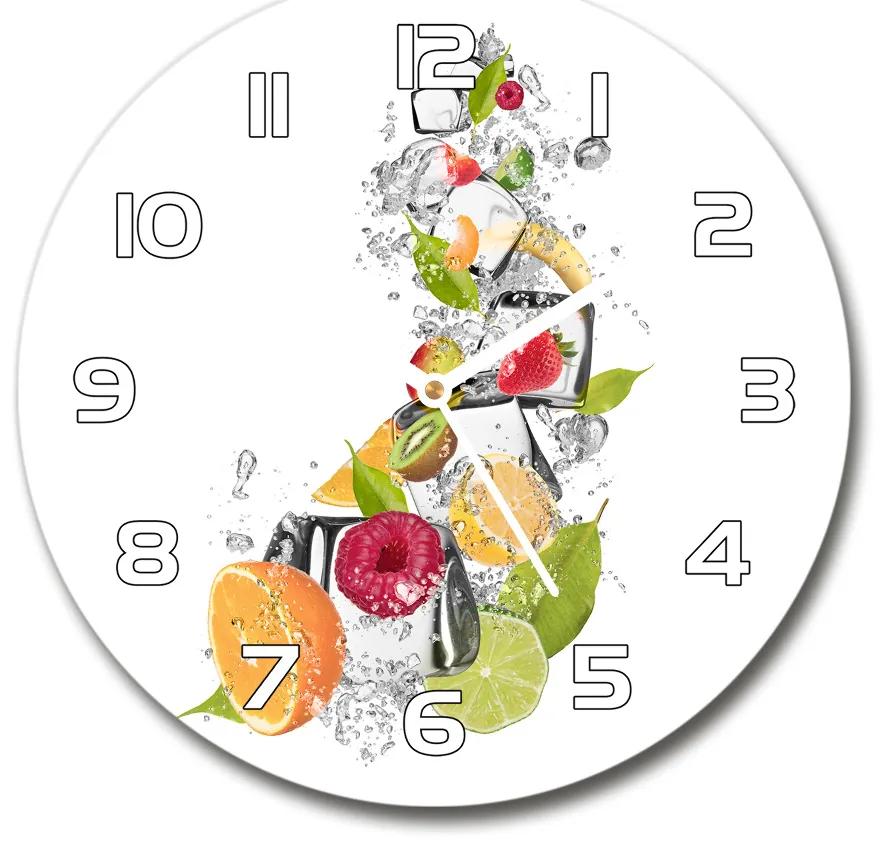 Sklenené nástenné hodiny okrúhle Ovocie s ľadom pl_zso_30_f_54963414