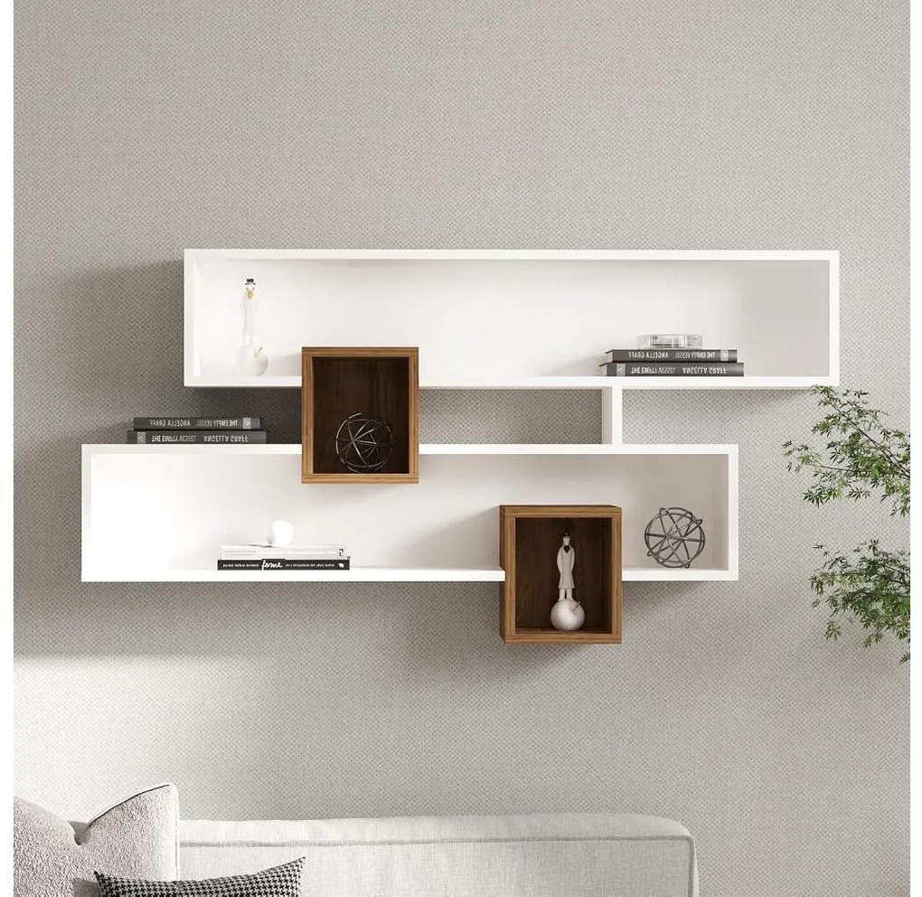 Asir Nástenná polica KAREN 120x72,2 cm biela/hnedá 835PUQ1607