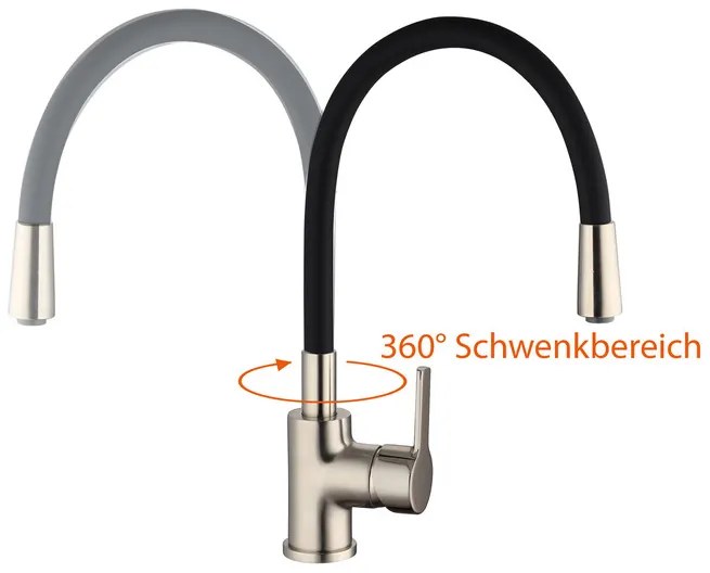 Eisl Kuchynská batéria Flexo, s funkciou Cold-Start (ušľachtilá oceľ/čierna) (100335792)