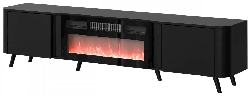 TV skrinka/stolík s krbom Newort 200 EF, Farby: čierna matná