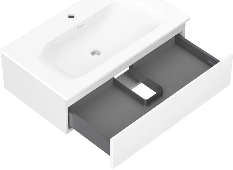 Mexen Orio, kúpeľňová skrinka 80 cm s umývadlom Vela, 1 zásuvka, biela matná, 91A10-08023-1-BF01-W23M01