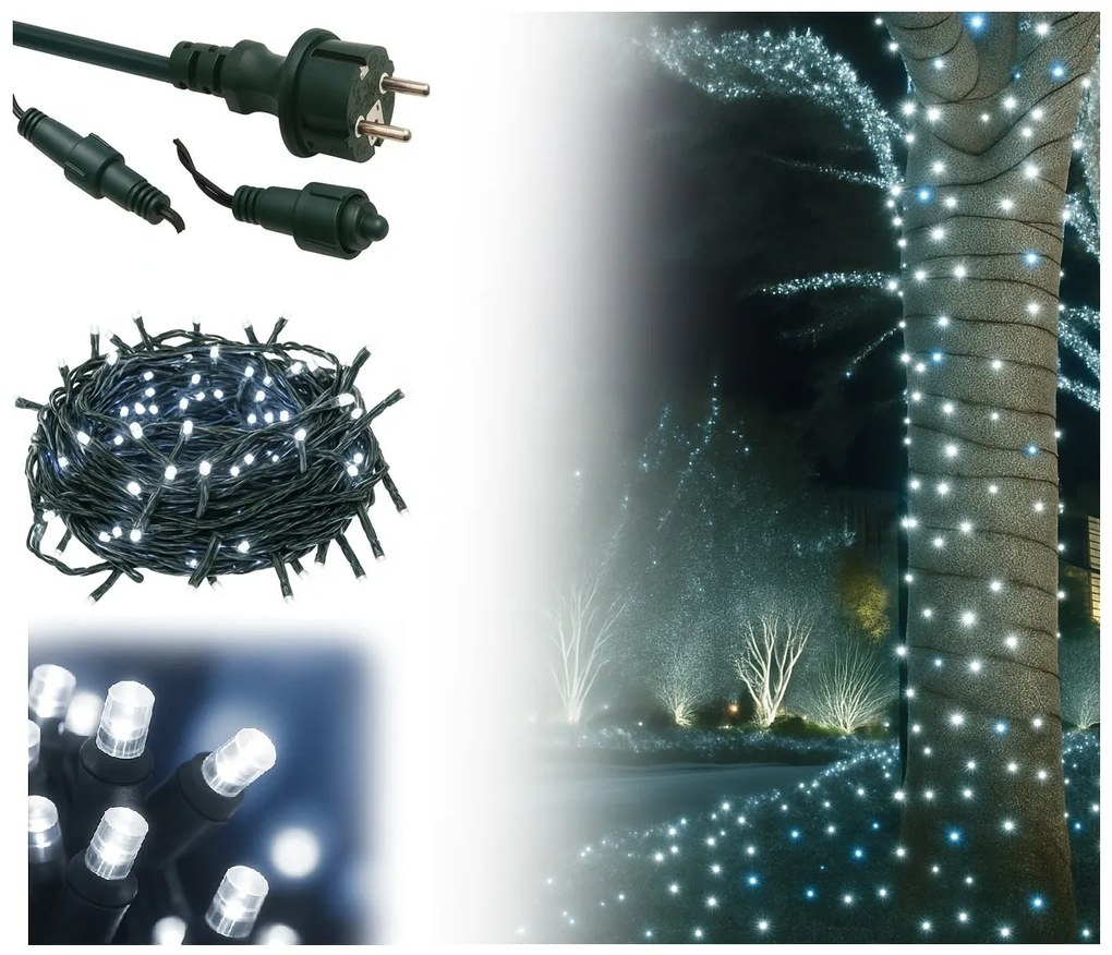 Vianočné svetielka vonkajšie FLASH studená biela 200 LED