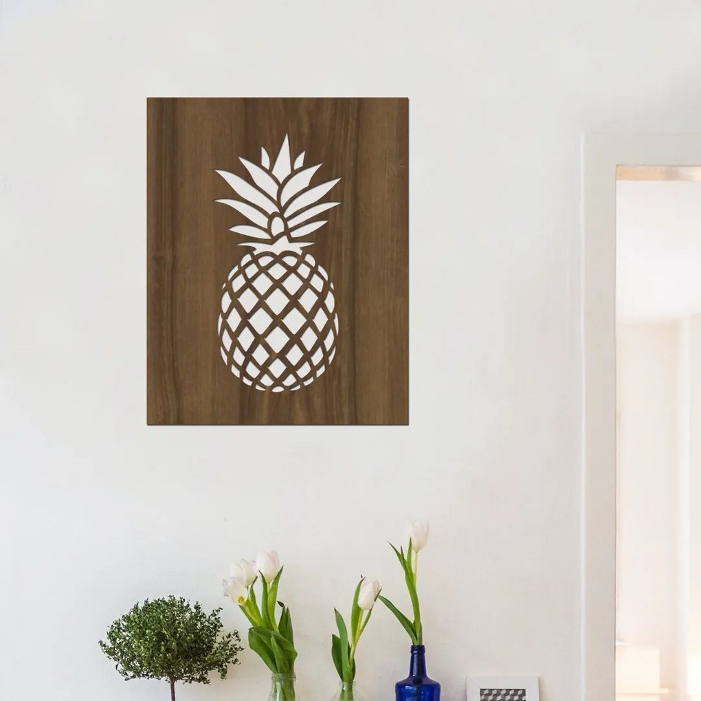 drevo zivota Drevené dekorácie na stenu ANANAS Farebný vzor: Biela, Rozmery (cm): 40x50