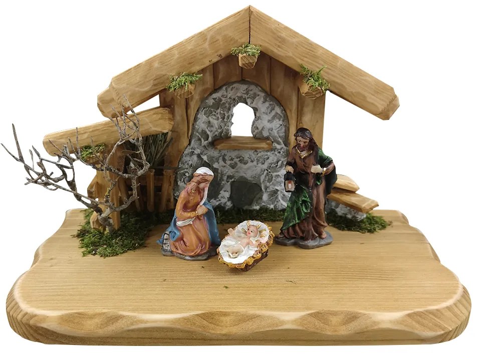 AMADEA Drevený betlehem BEZ FIGURÍK 28 cm, český výrobok