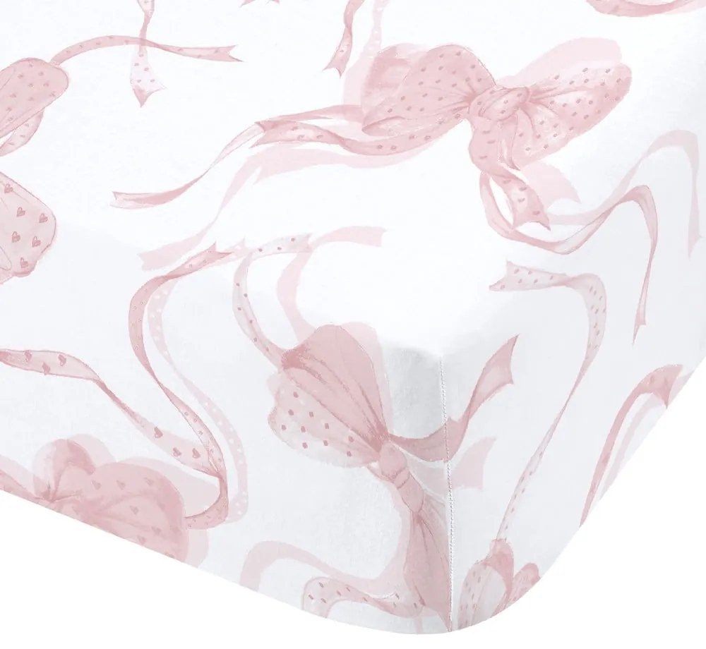 Biela/ružová napínacia plachta 135x190 cm Bow – Catherine Lansfield