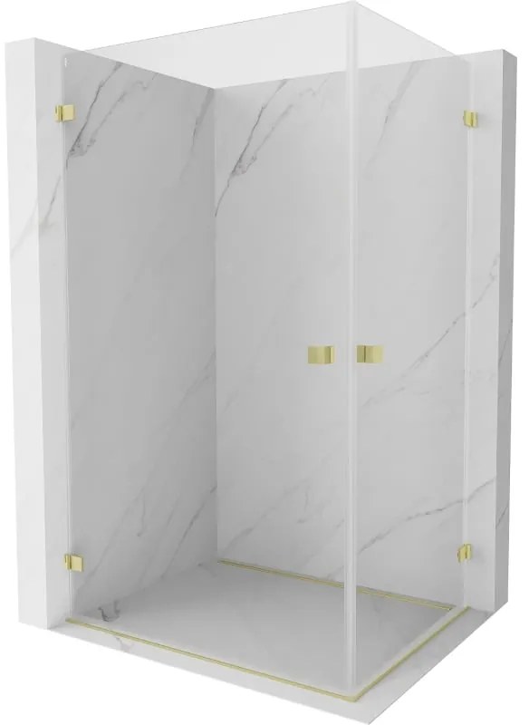 Mexen Lunar-B Duo, výklopný sprchový kút 75 x 70 cm, 8mm číre sklo, zlatý matný profil, 832-075L-070P-55-00