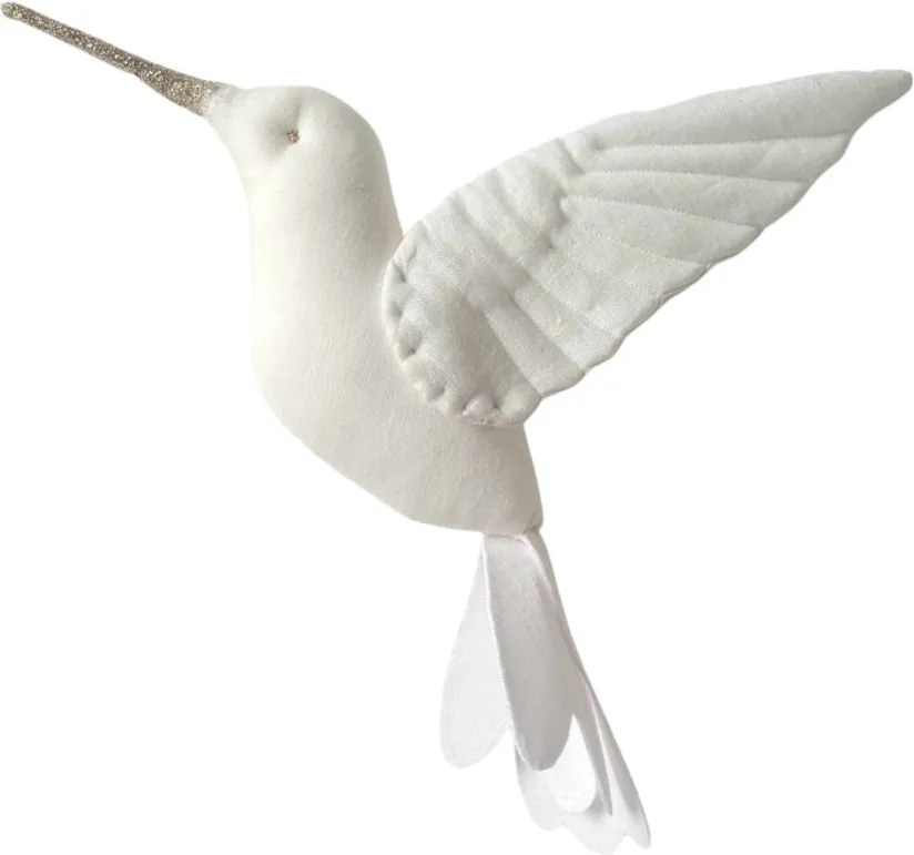 Ľanová dekorácia do detskej izby krémový kolibrík
