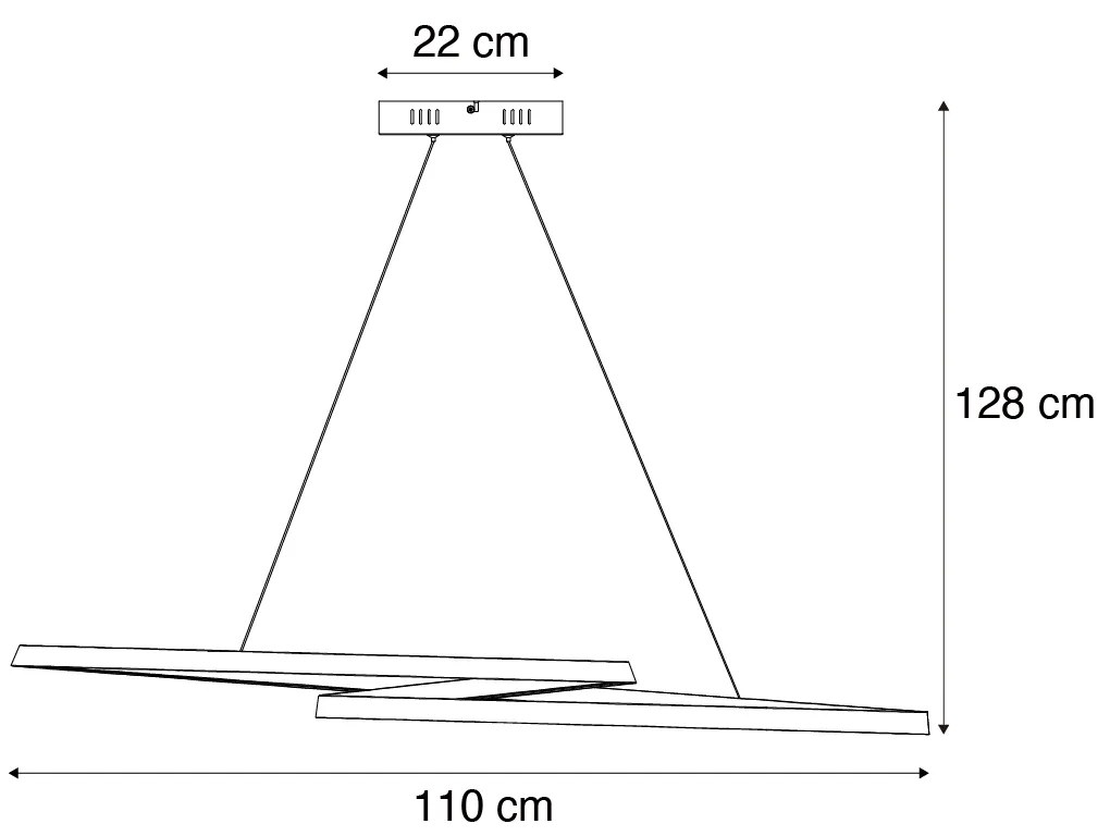 Škandinávske závesné svietidlo čierne 110 cm vrátane LED 3-stupňové stmievateľné - Circuit