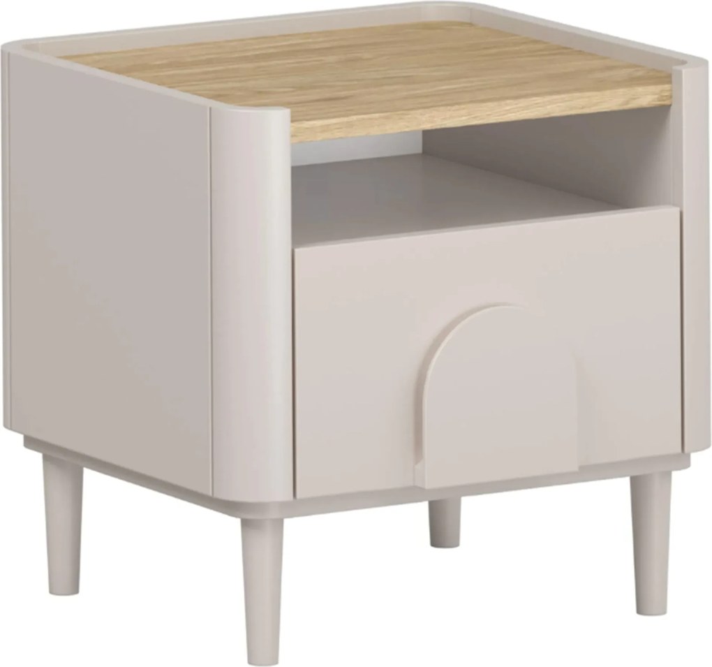 Nočný stolík Amilio 50 cm na nožičkách - kašmírová / dub olejovaný
