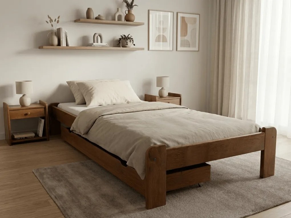 Posteľ Ada 80 x 200 cm, dub Rošt: S latkovým roštom, Matrac: Matrac COCO MAXI 20 cm