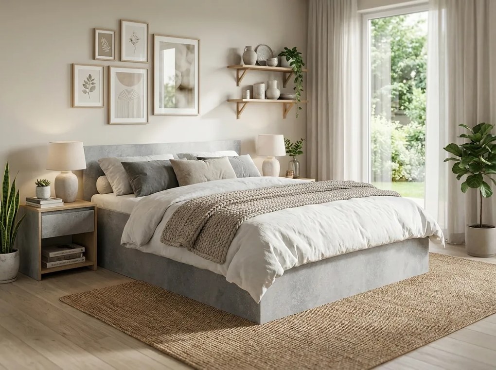 Posteľ SOFIA 120 x 200 cm, betón Rošt: S lamelovým roštom, Matrac: Bez matraca