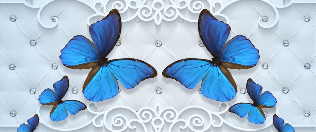 Obraz - Modré motýle (120x50 cm)