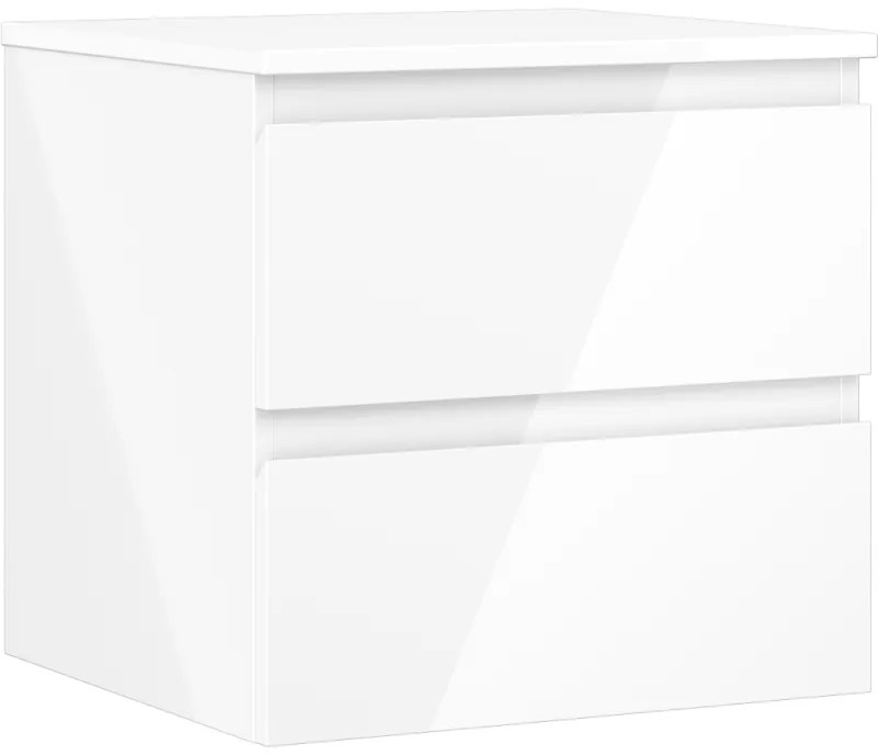 Mexen Orio, kúpeľňová skrinka 50 cm s hornou časťou, 2 zásuvky, biela lesklá, 91A10-05047-2-BFFC00