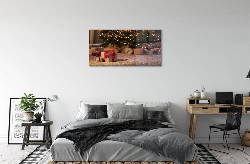 Obraz na akrylátovom skle Dary vianočný strom 100x50 cm