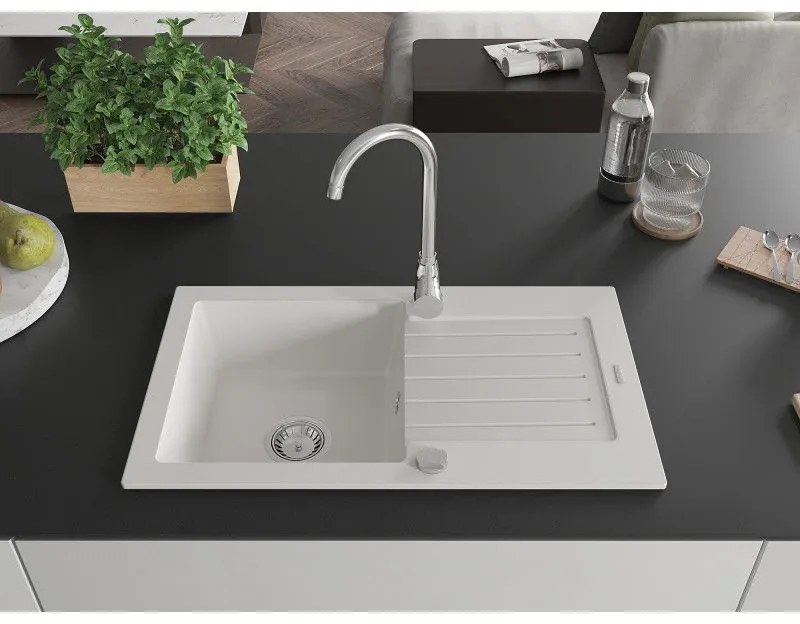 Mexen Pablo - drez granitový 75,2x43,6cm, 1-komorový, biela, 6510751010-20