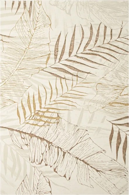 Koberec Allora Plus F784A lístie, krémový / béžový / zlatý