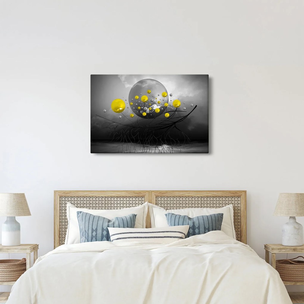 Obraz - žlté abstraktné gule (90x60 cm)