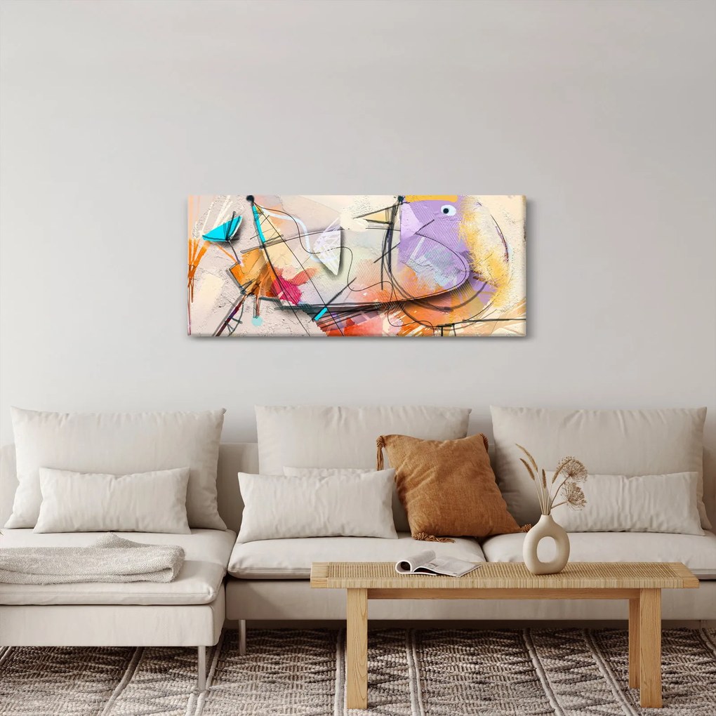 Obraz - Abstrakcia, vtáčik (120x50 cm)