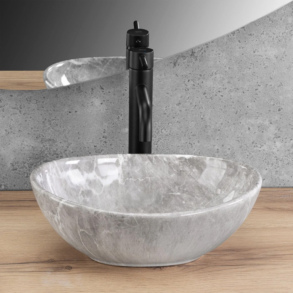 Rea Sofia Mini, umývadlo na dosku 350x260x125 mm, imitácia kameňa - šedá Grigio, REA-U9237