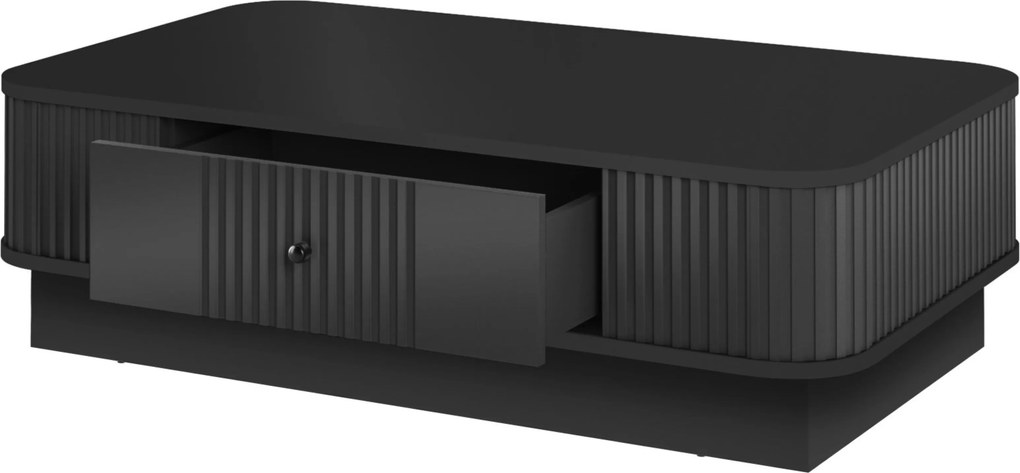 Konferenčný stolík so zásuvkou Vesper 103x60 cm na sokli - čierny / čierna úchytka