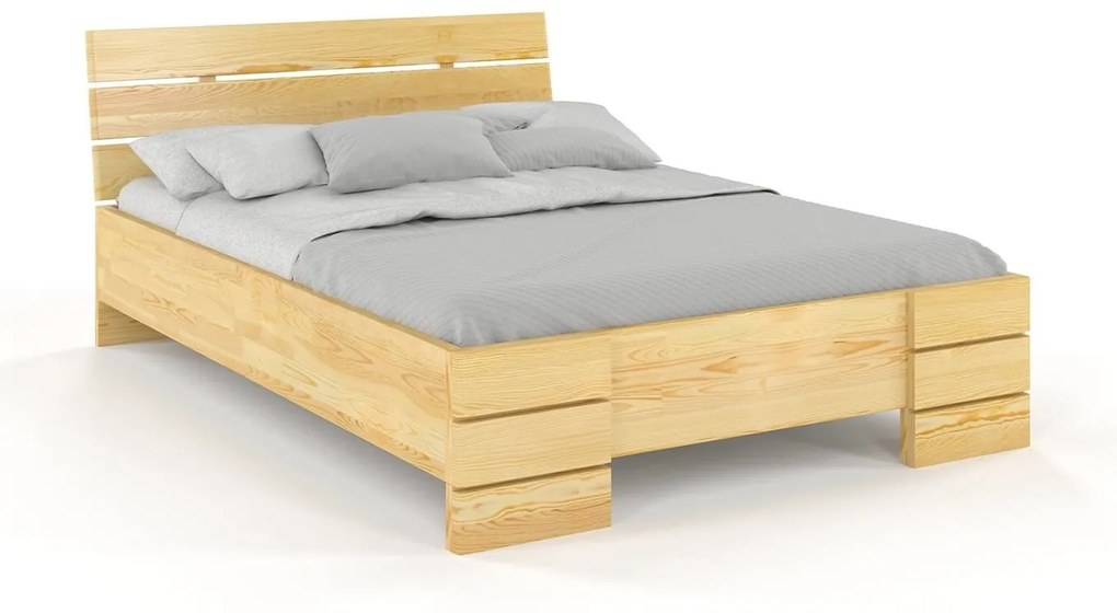 drevko Posteľ z masívu borovice Sandemo High s úložným priestorom - prírodná Rozmer postele: 120 x 200 cm