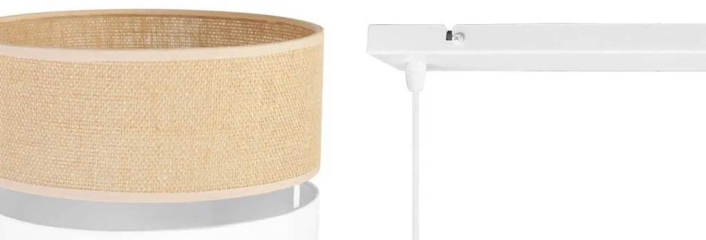 Závesné svietidlo Juta, 2x jutové/biele textilné tienidlo, w