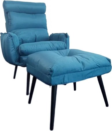 Relaxačné kreslo Dody modré s taburetkou