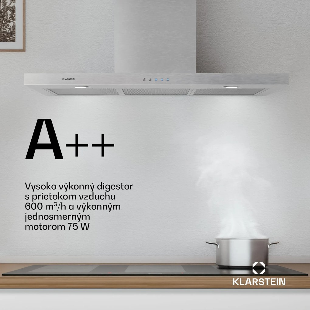 Klarstein Limelight, digestor, 90 cm, nástenný, 640 m³/h, strieborný