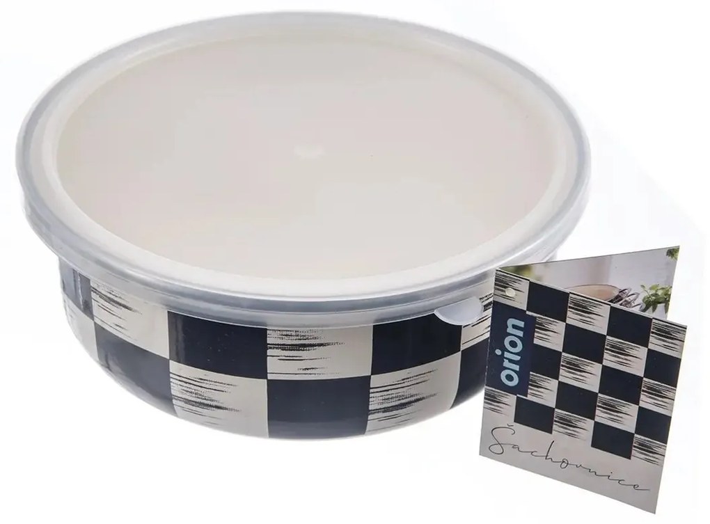 Miska smalt ŠACHOVNICA Lem+UH viečko pr. 19 cm, L