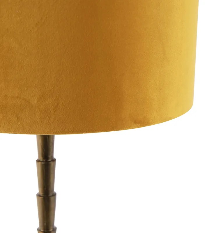 Stolná lampa v štýle Art Deco s plyšovým tienidlom žltá 35 cm - Pisos