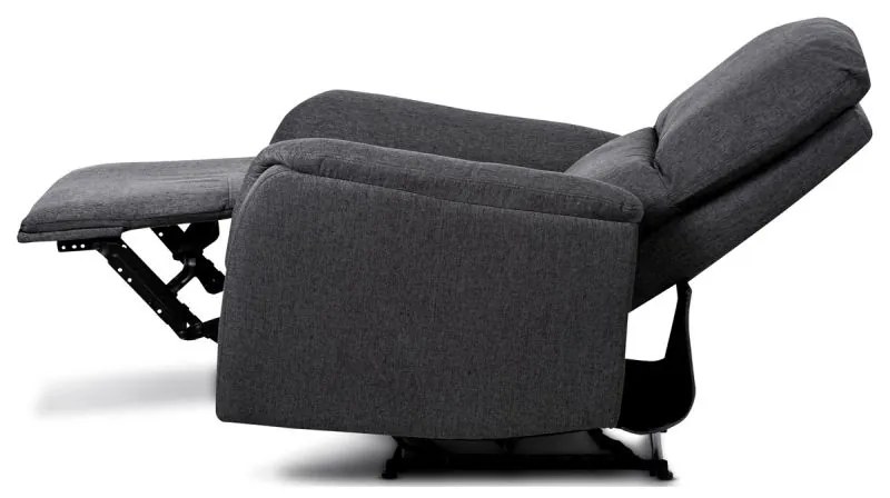 Relaxačné kreslo čalúnené sivou látkou