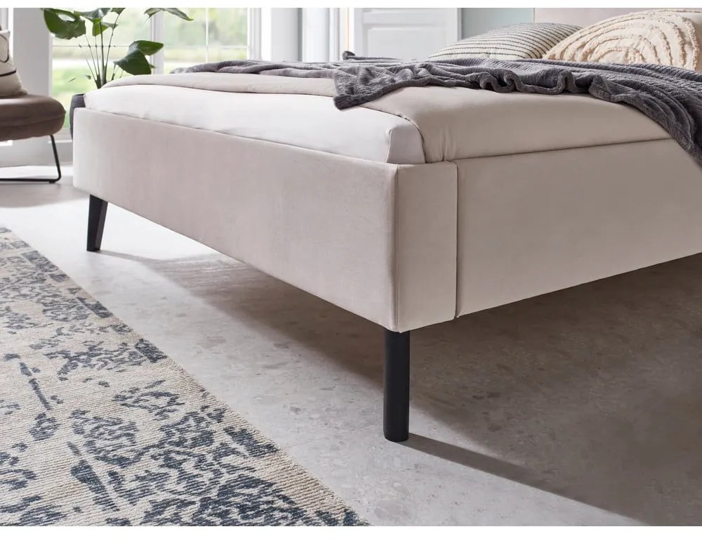 Biela/krémovobiela čalúnená dvojlôžková posteľ bez roštu 140x200 cm Leira – Meise Möbel