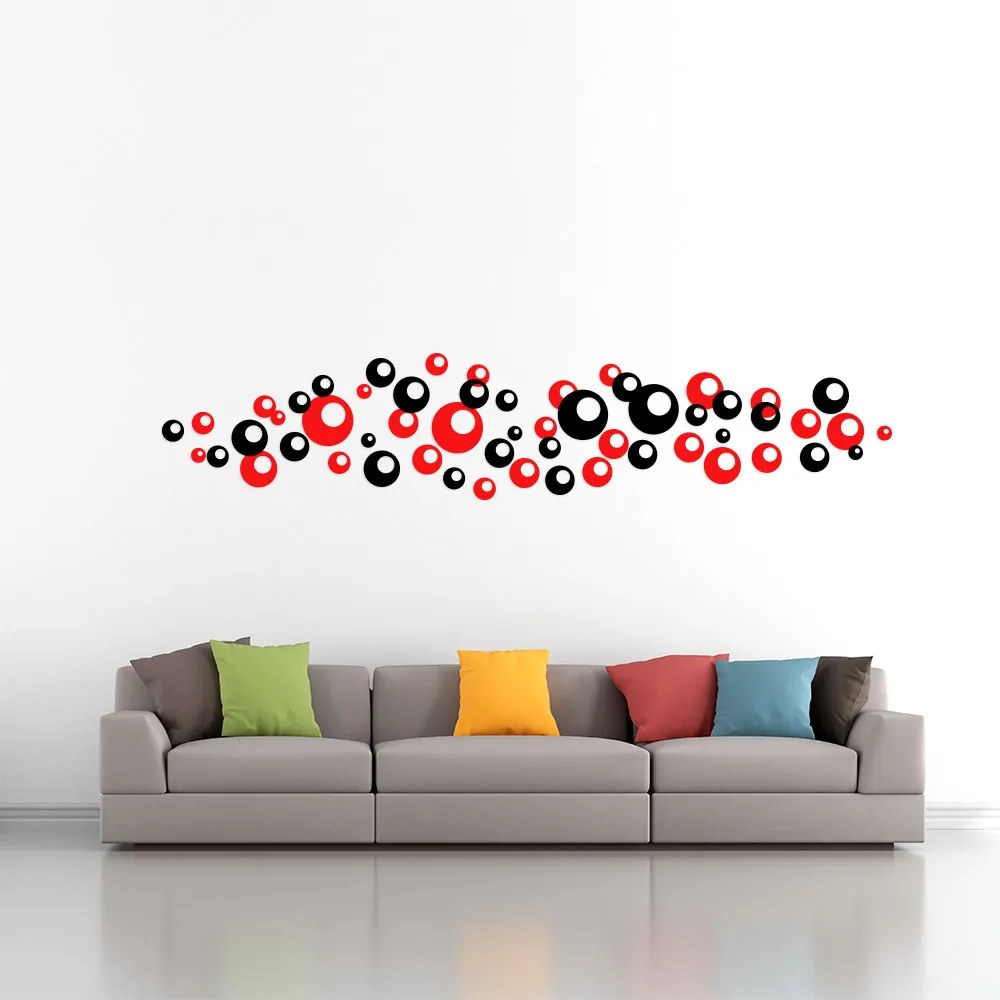 GLIX Bubliny dvojfarebné - nálepka na stenu Čierna a červená 2 x 30 x 30 cm